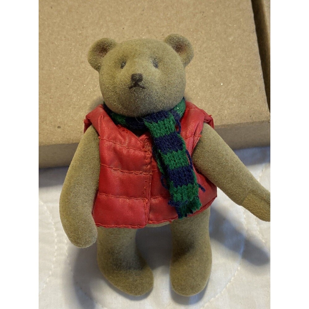 Gund Miniature Jointed Winter Teddy Bear Puffer Jacket Scarf Vintage HTF